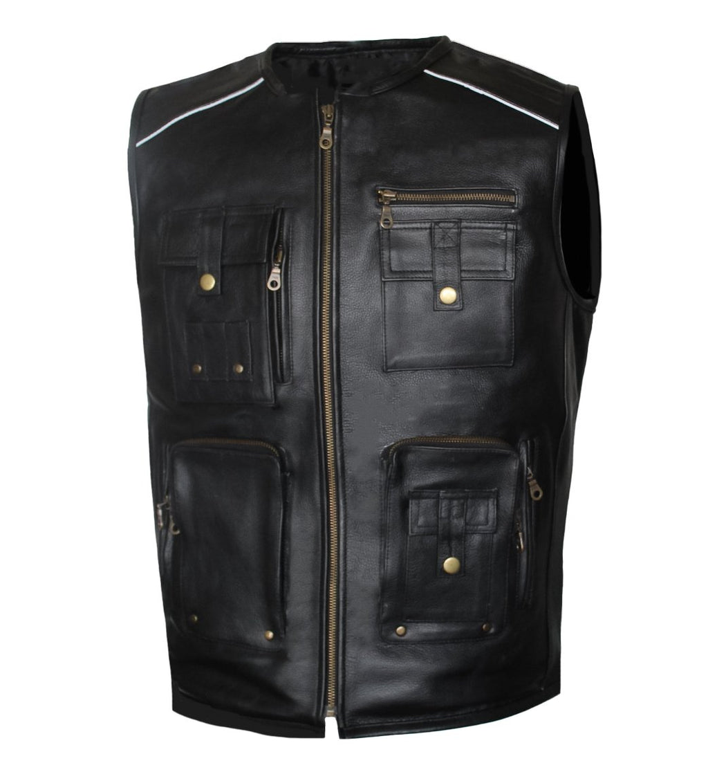MG435 Motorcycle Leather Vest image 4