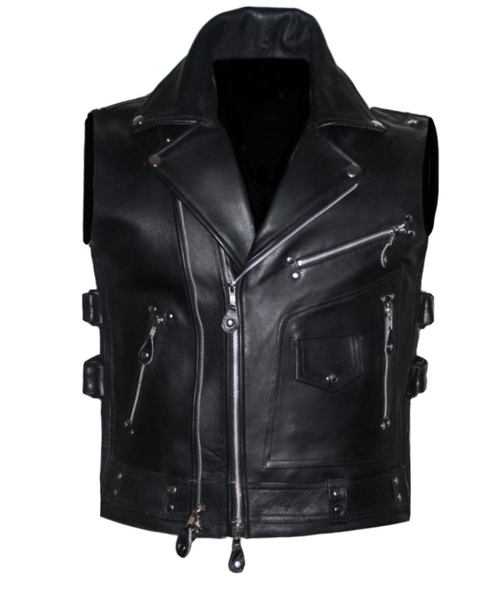 MG431 Mens Zippered Classic Style Motorcycle Vest image 4