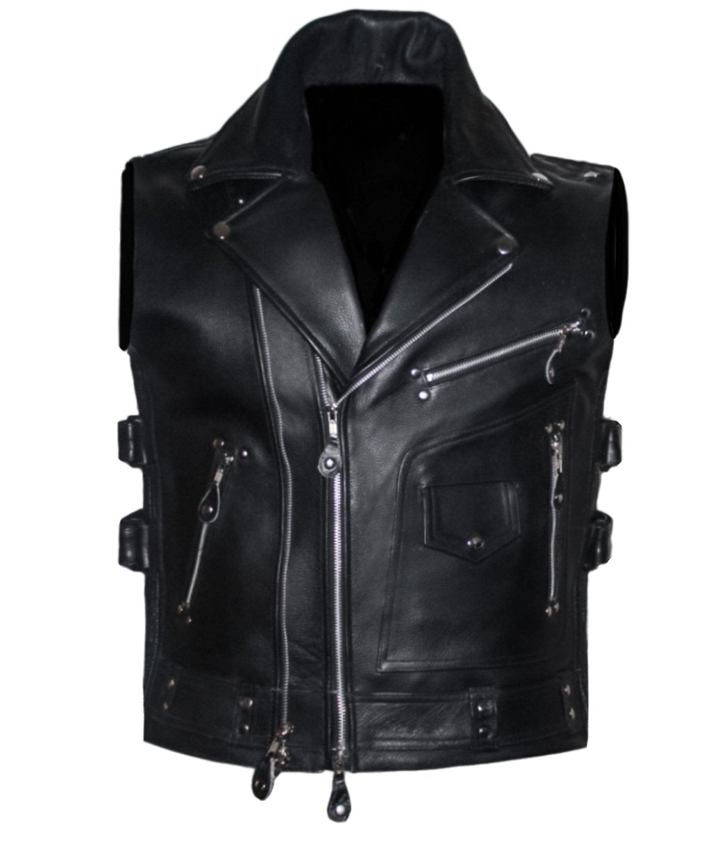 MG431 Mens Zippered Classic Style Motorcycle Vest image 4