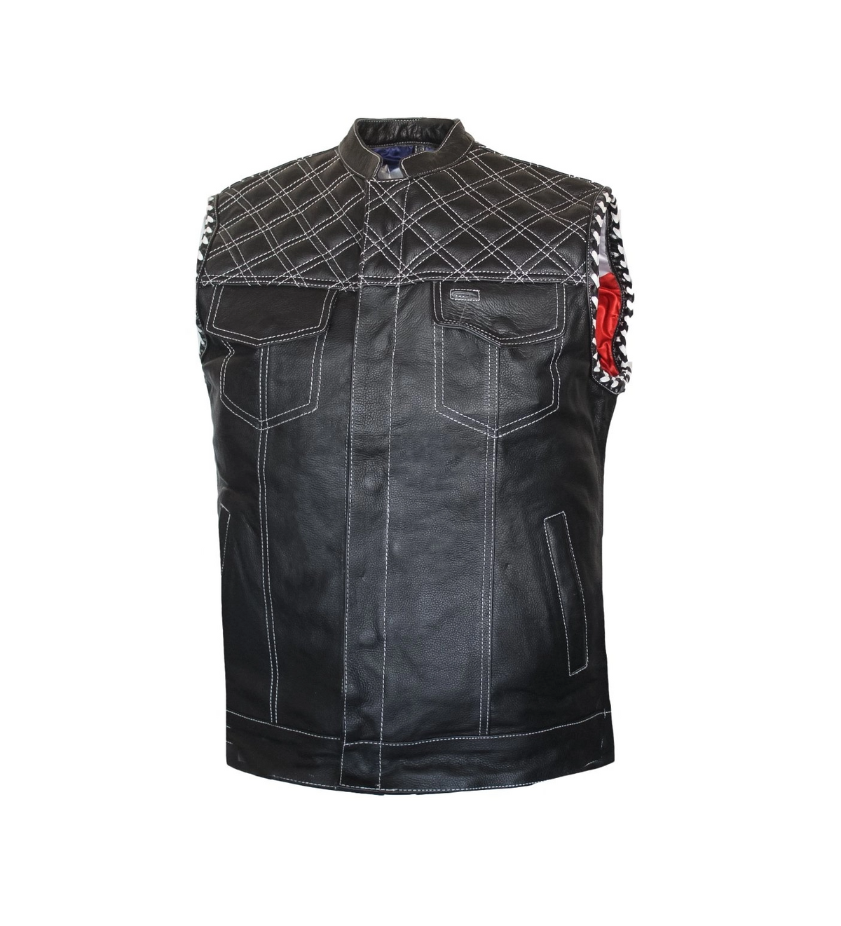 MG447 American Eagle Motorcycle Padded Leather Vest image 0