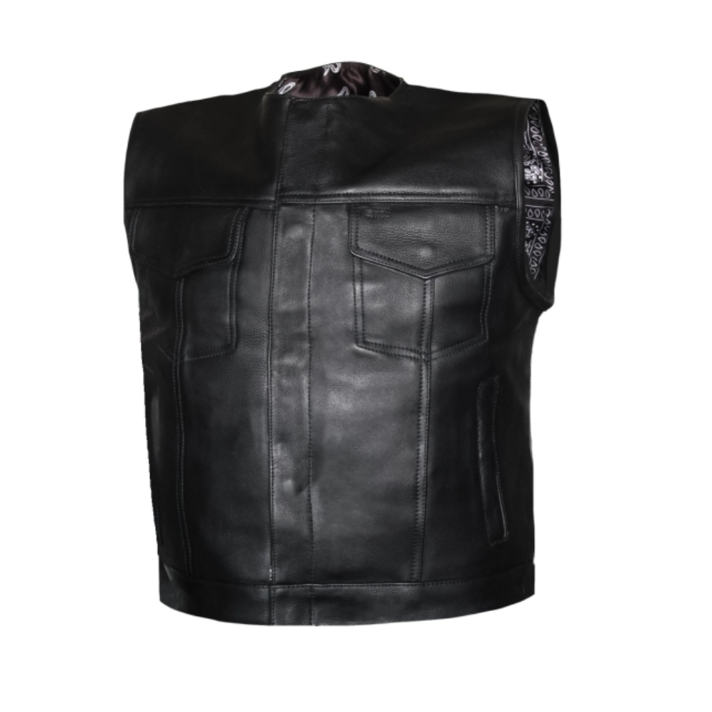 MG421 Paisley Low Style Cut Motorcycle Club Leather Vest image 0