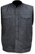 MG412 Motorcycle Black Denim Vest - 2XL image
