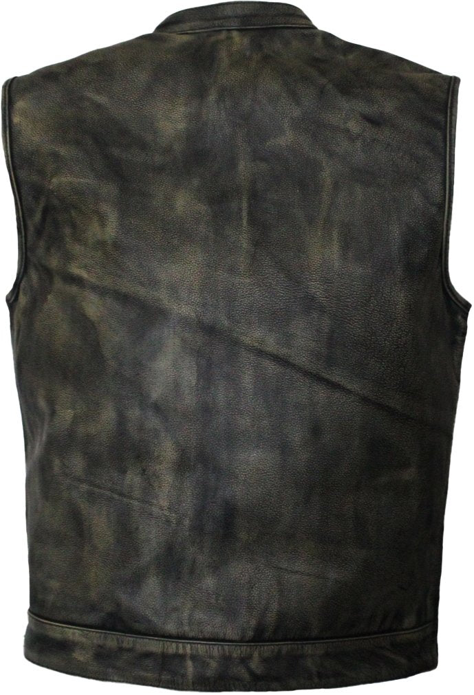 MG415 Distressed Grey Motorcycle Vest image 3