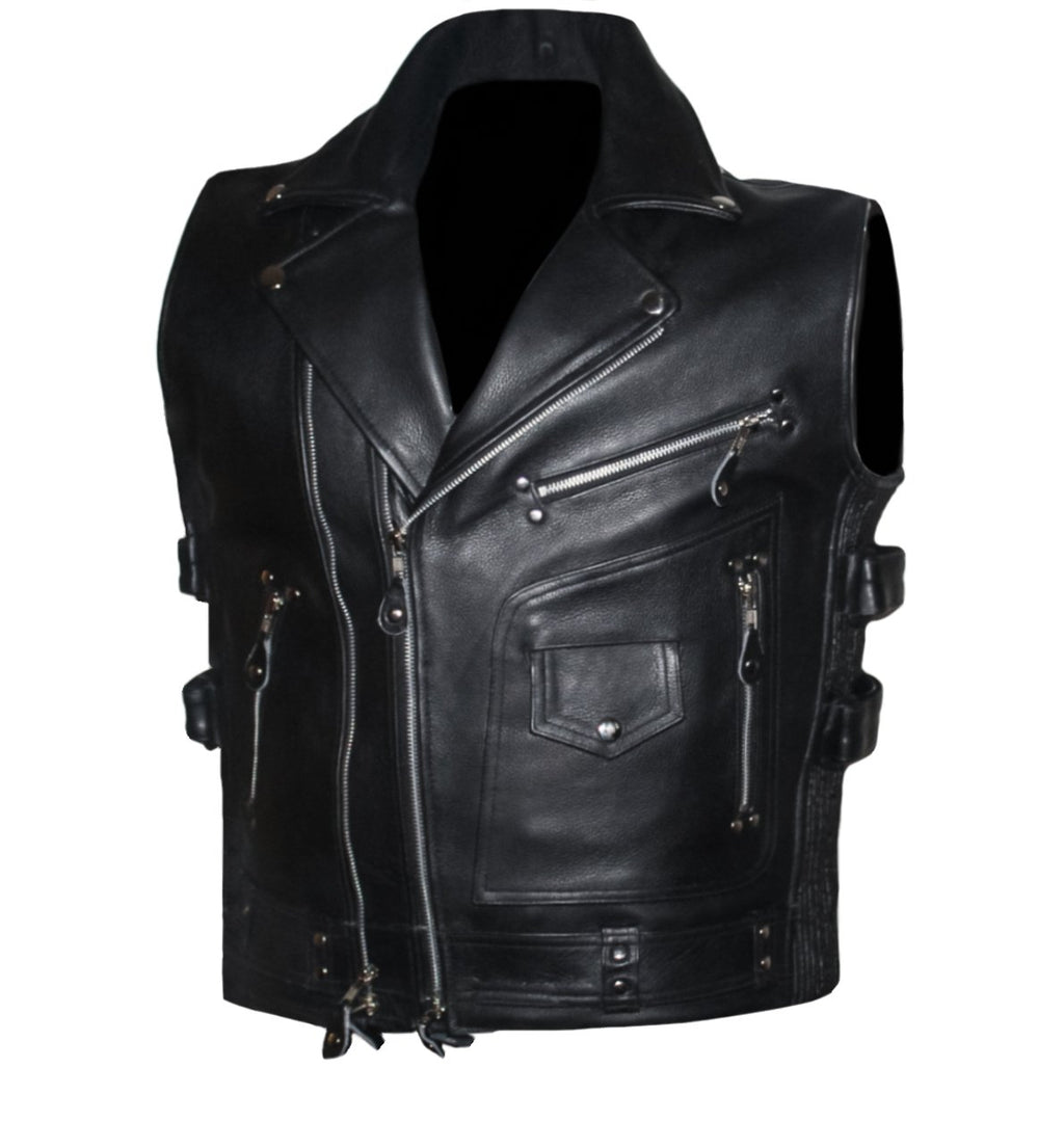 MG431 Mens Zippered Classic Style Motorcycle Vest image 1
