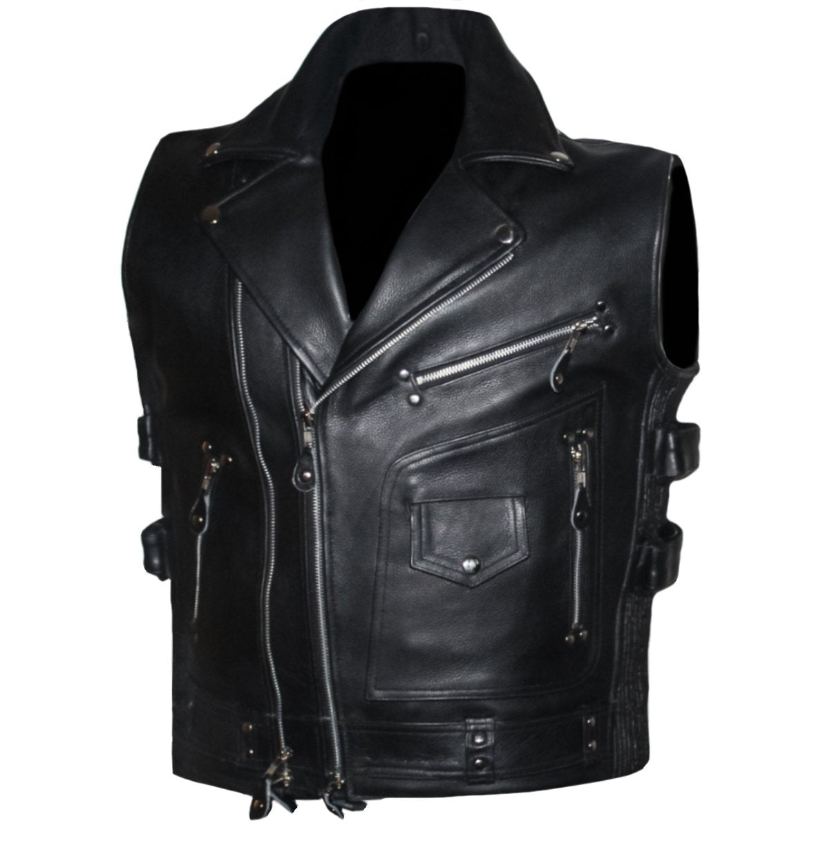 MG431 Mens Zippered Classic Style Motorcycle Vest image 1