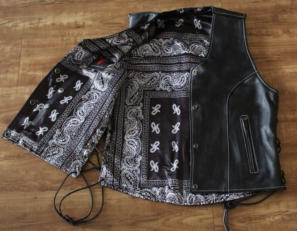 MG464 Motorcycle Ladies Paisley Concealed Carry Leather Vest image 6
