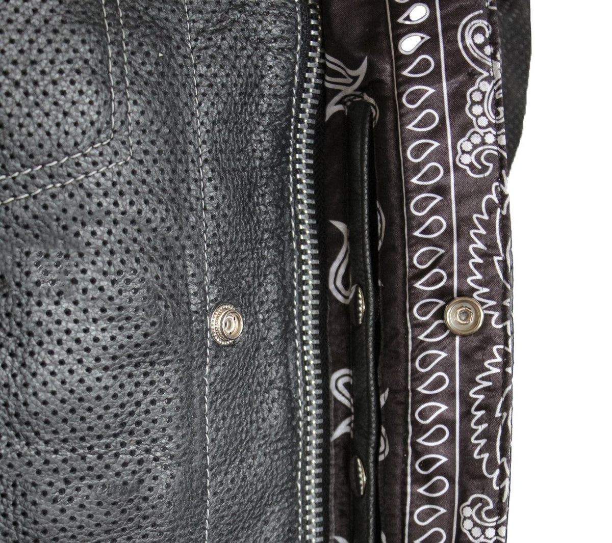 MG435 Motorcycle Braided Perforated Paisley Leather Vest image 5