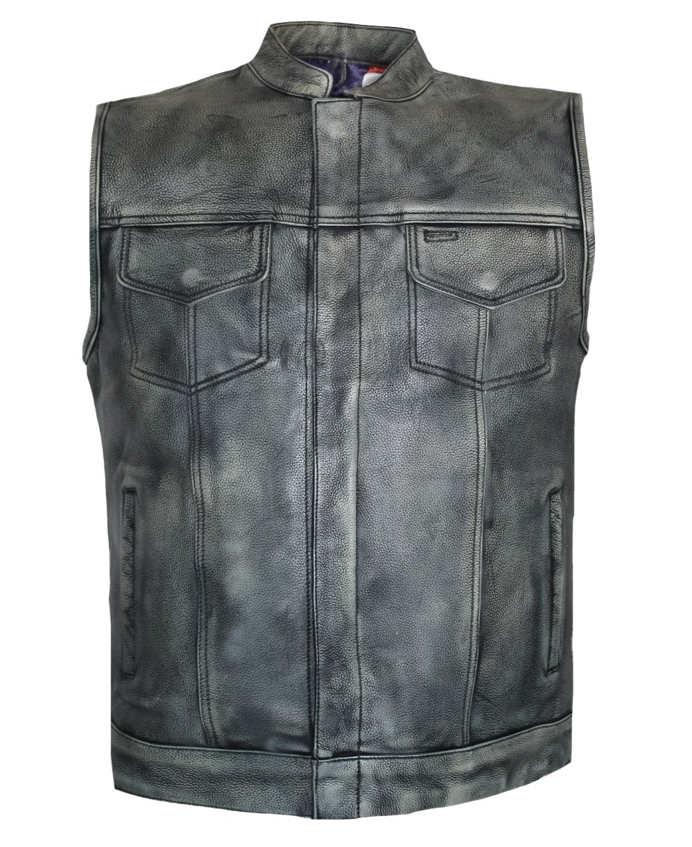 MG400 US Flag Brown Motorcycle Leather Vest image 2