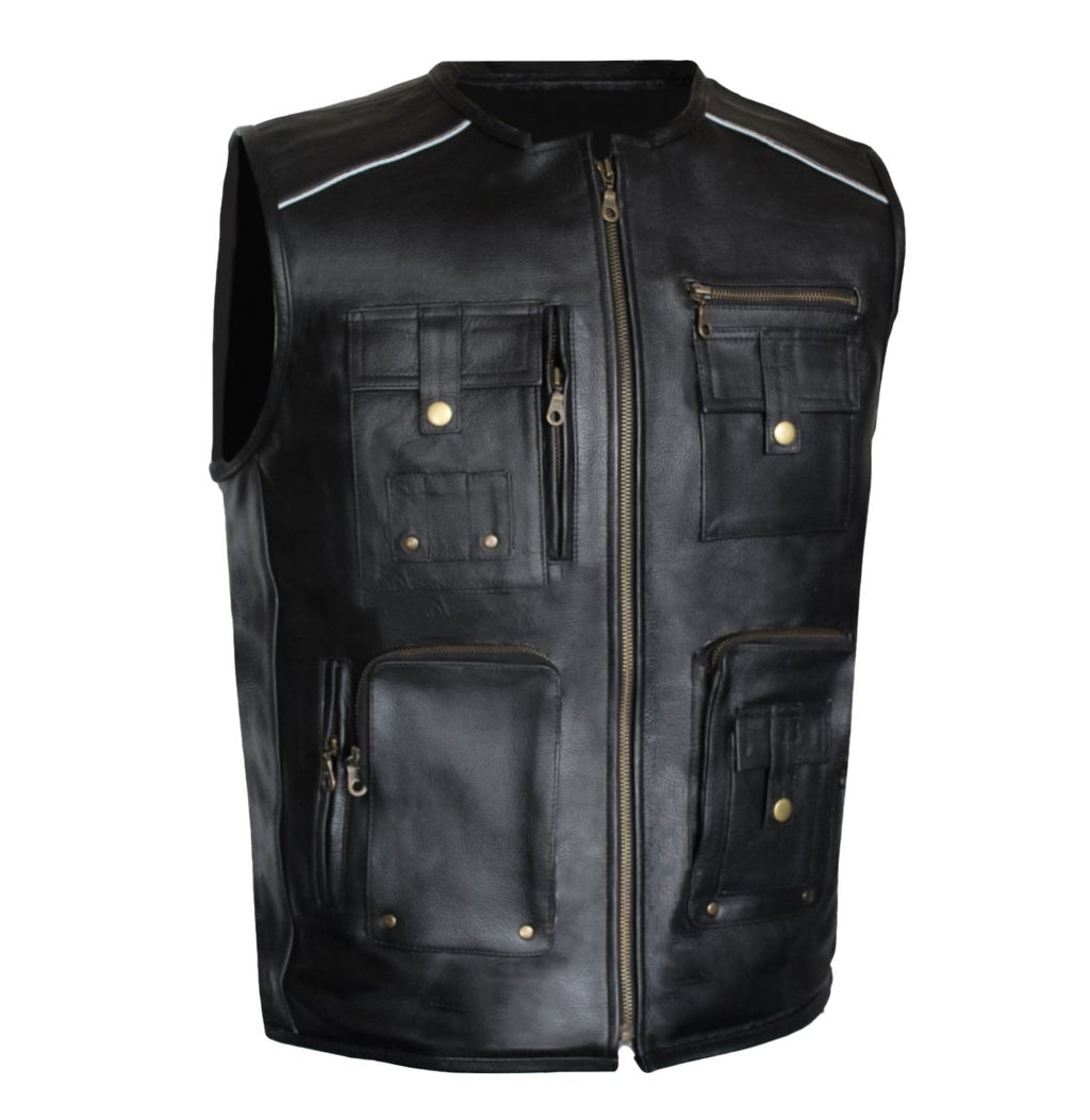 MG435 Motorcycle Leather Vest image 1