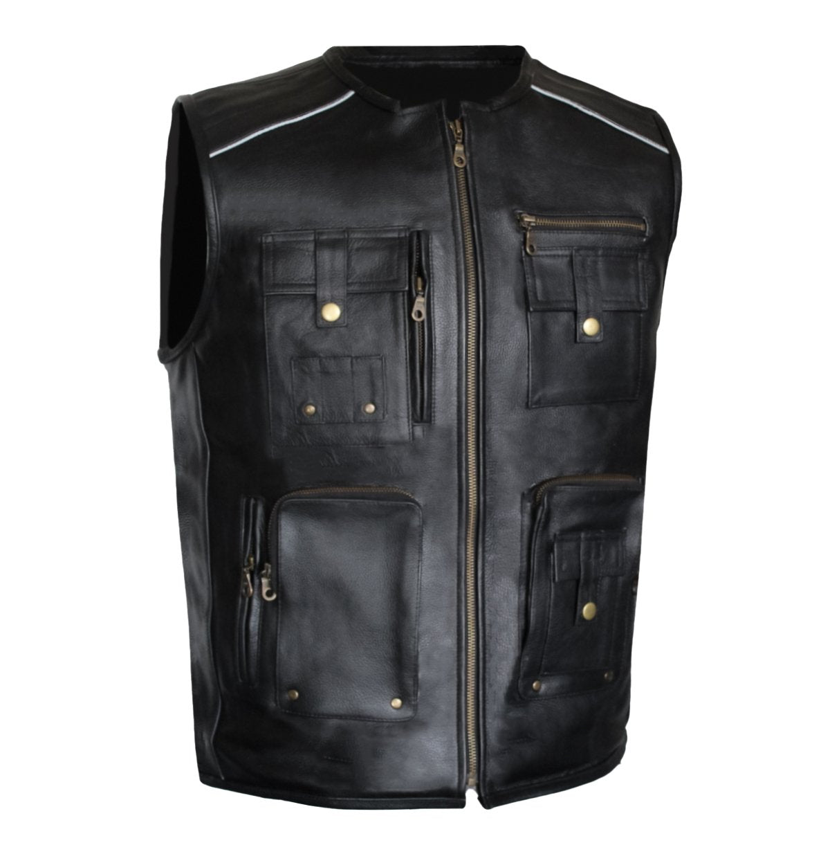 MG435 Motorcycle Leather Vest image 1