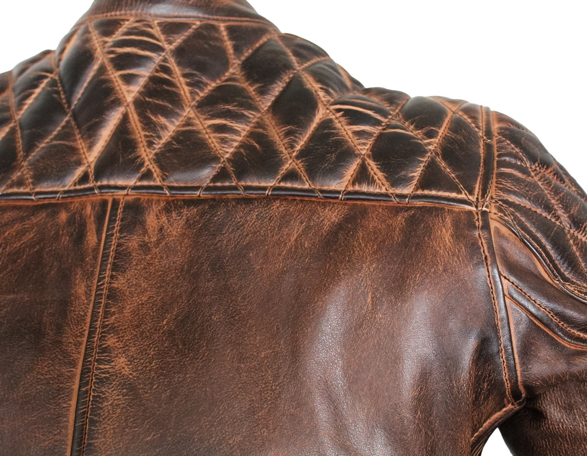 MG508 Motorcycle Women Brown Leather Jacket image 5