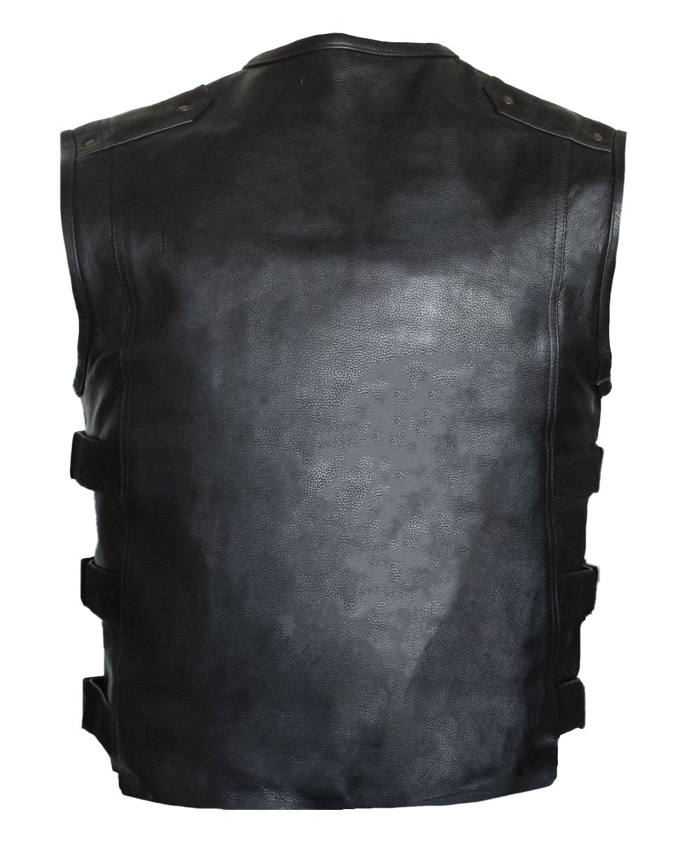 MG465 Motorcycle Leather Tactical Style Mens Vest image 4