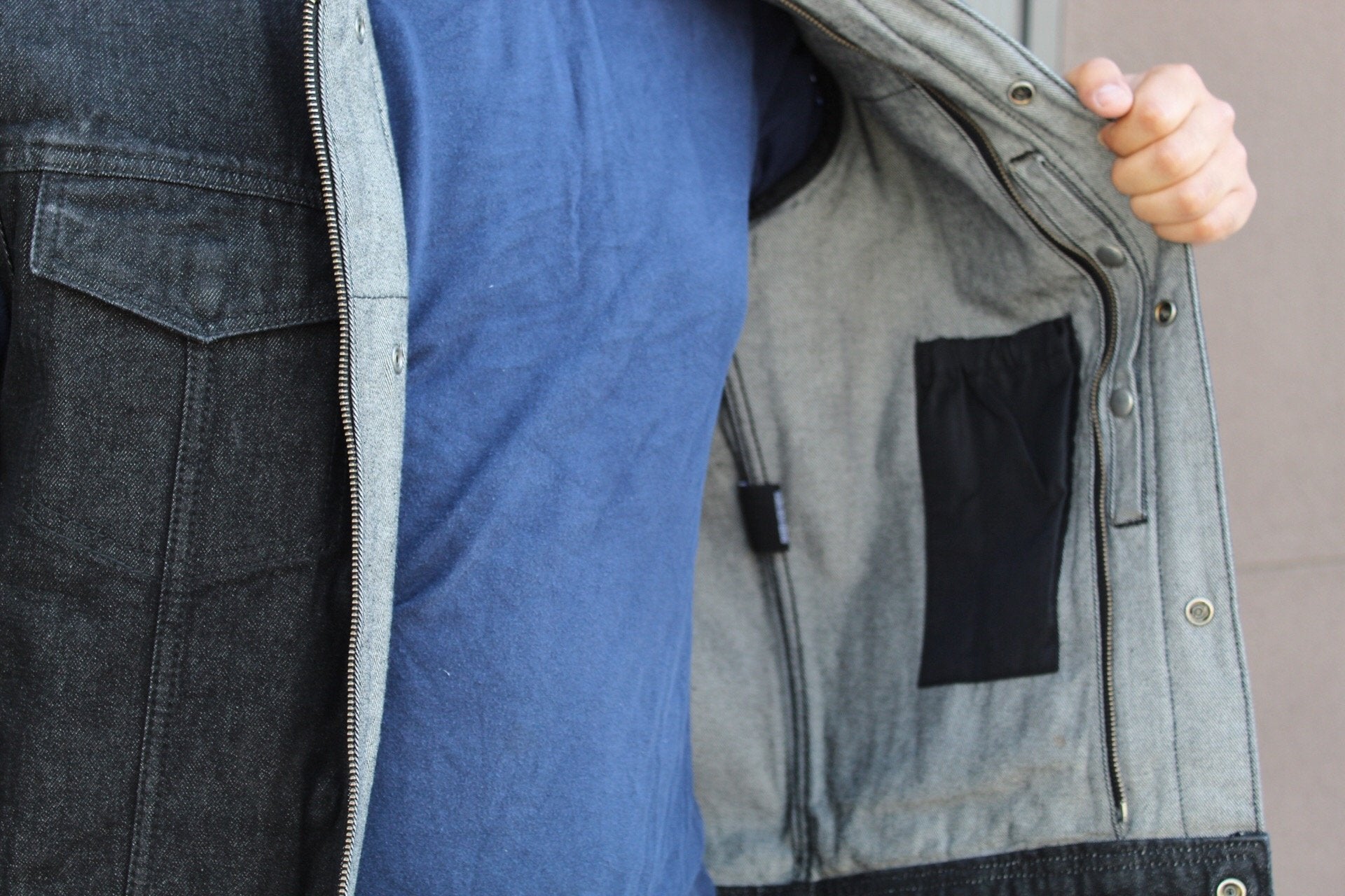MG412 Motorcycle Black Denim Vest image 3