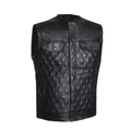 MG443 Mens Padded Black Stitched Leather Concealed Carry Motorcycle Vest image 0