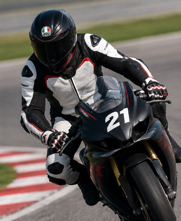 Matagear MG364 Motorcycle Race Black White Riding Leather Suit CE Approved Protection