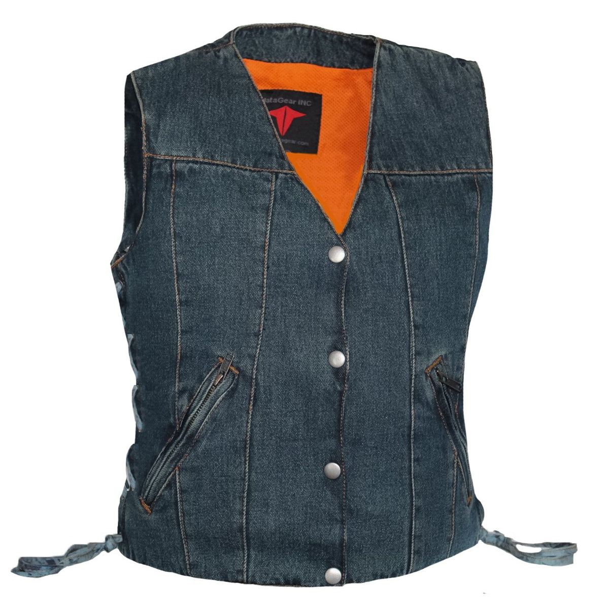 MG479 Motorcycle Ladies Denim Vest image 3