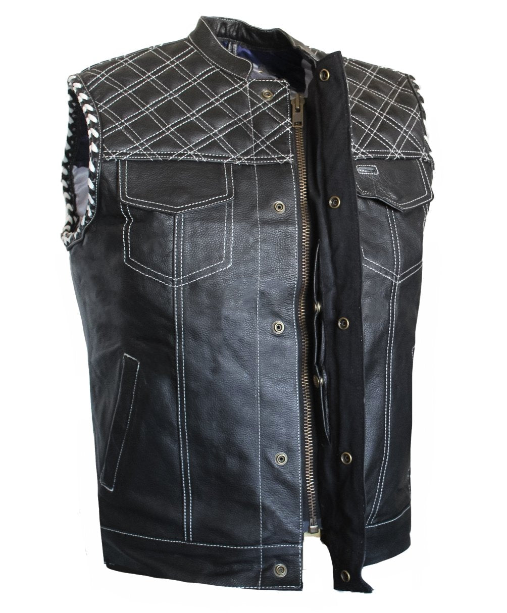 MG447 American Eagle Motorcycle Padded Leather Vest image 4
