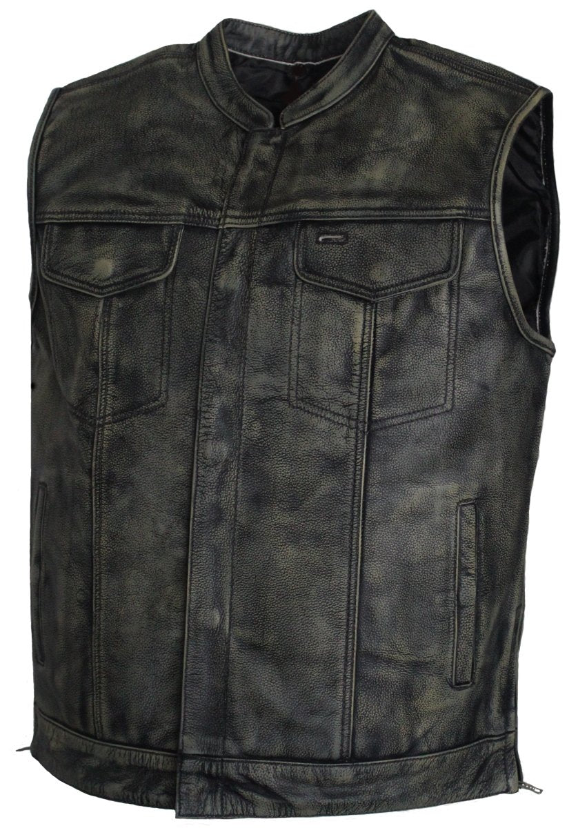 MG415 Distressed Grey Motorcycle Vest image 1