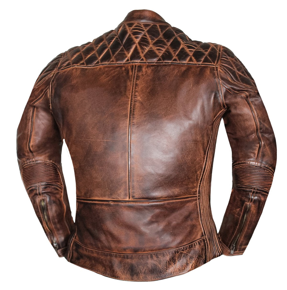 MG508 Motorcycle Women Brown Leather Jacket image 3