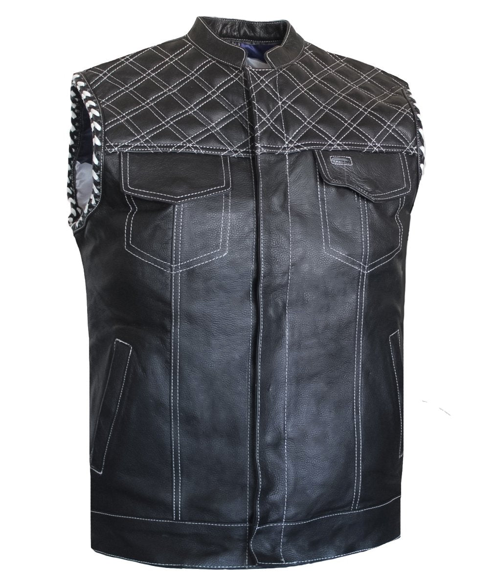 MG447 American Eagle Motorcycle Padded Leather Vest image 2