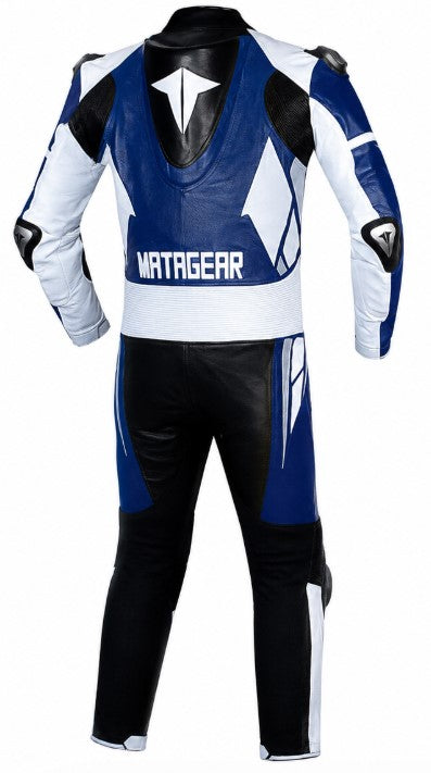 Matagear MG395 One Piece Riding Kangaroo Leather Blue Ballistic Motorcycle Suit