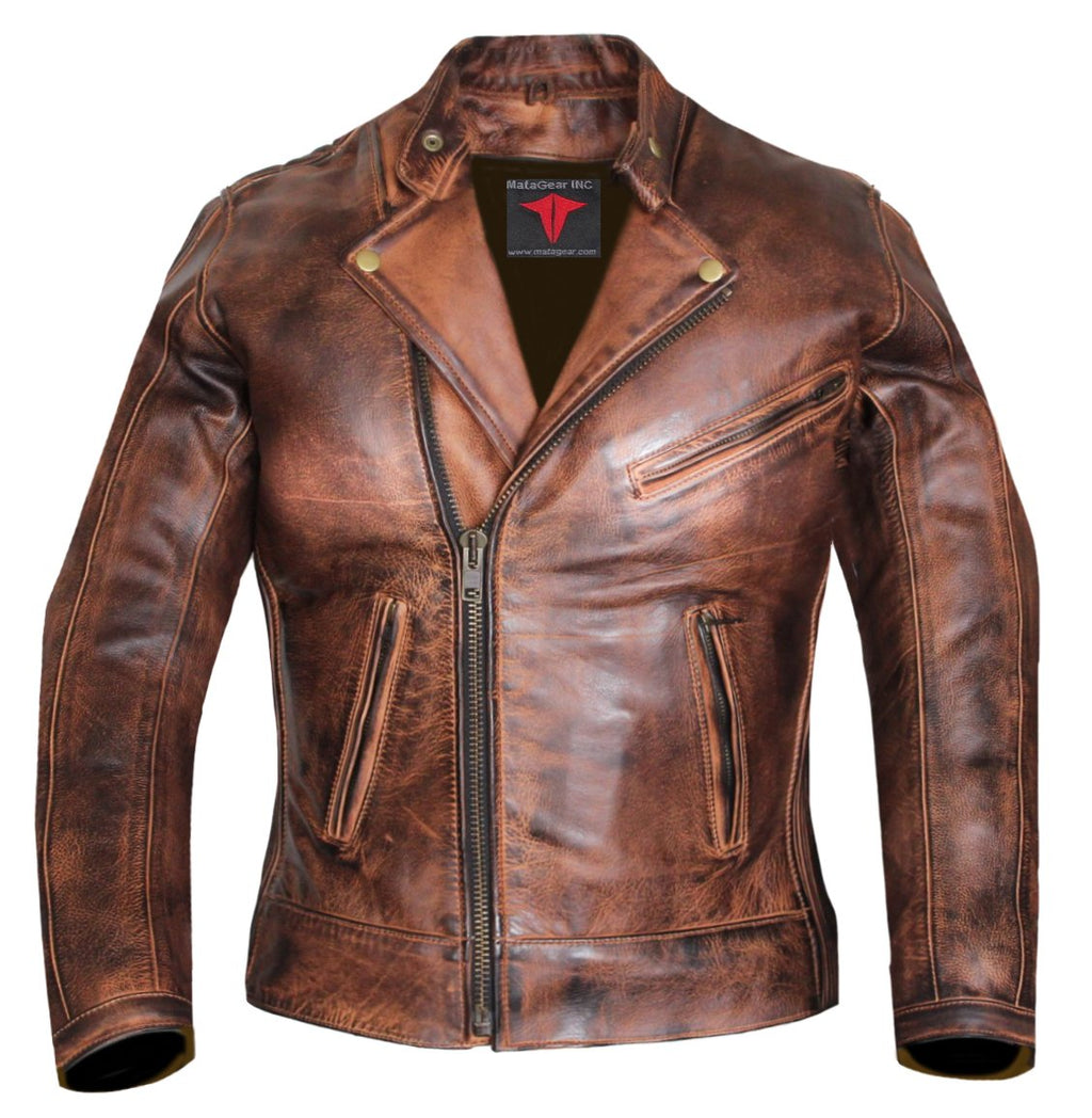 MG508 Motorcycle Women Brown Leather Jacket image 1