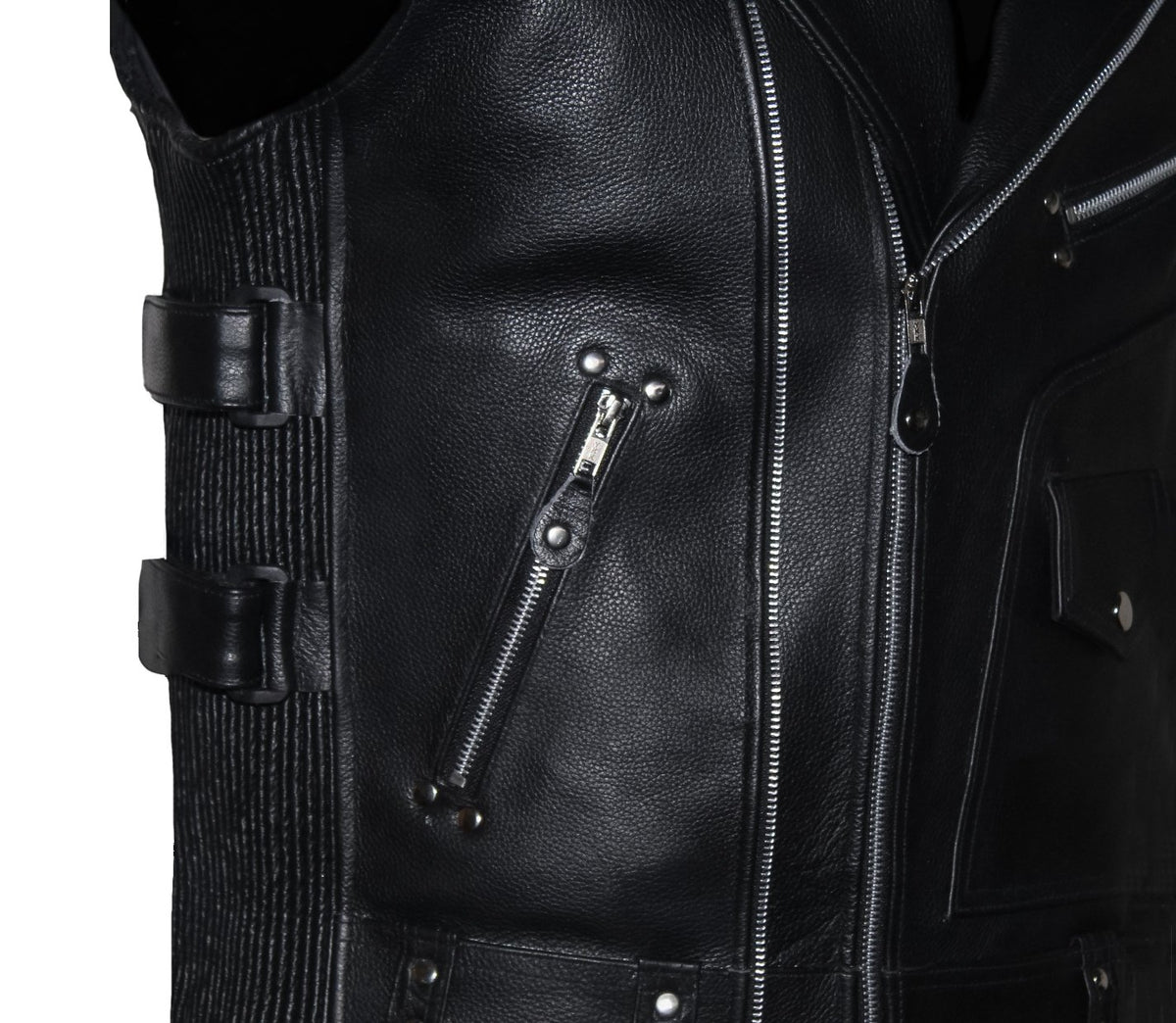 MG431 Mens Zippered Classic Style Motorcycle Vest image 6