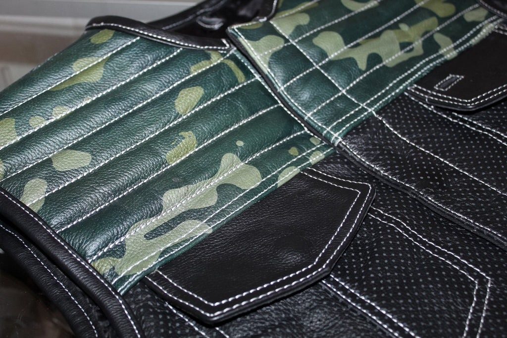 MG444 Mens Perforated CAMO Leather Concealed Carry Motorcycle Vest image 6