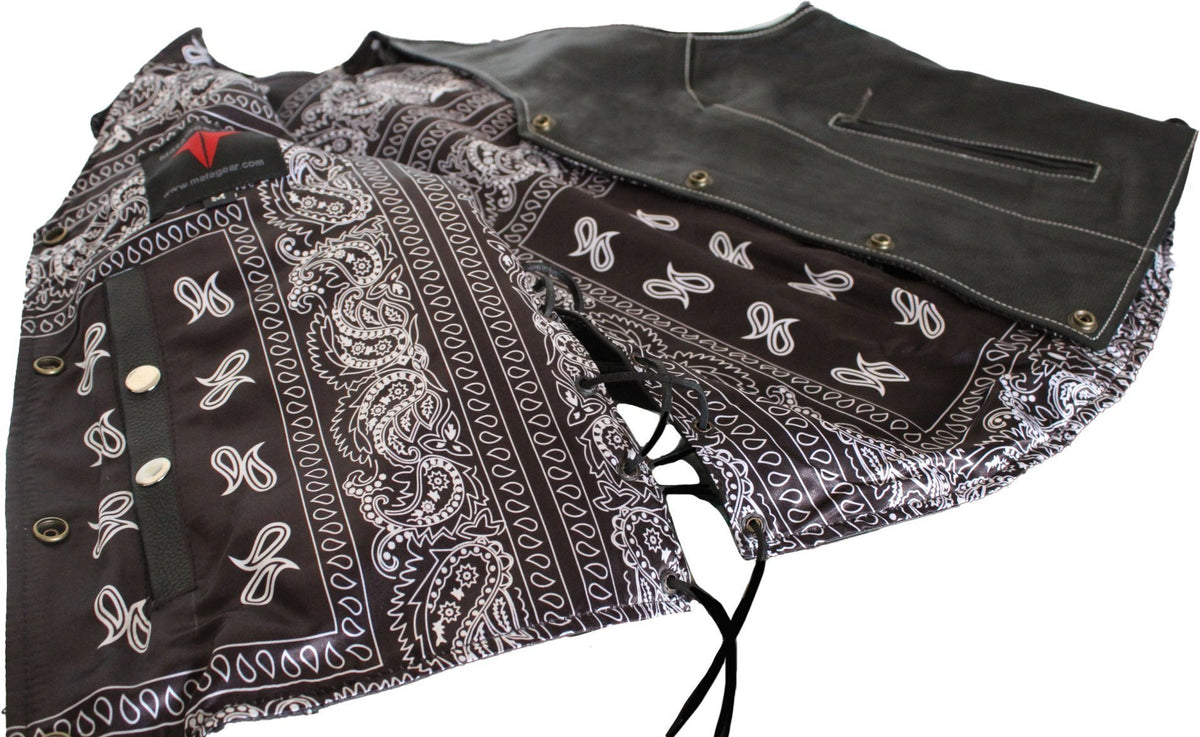 MG464 Motorcycle Ladies Paisley Concealed Carry Leather Vest image 5