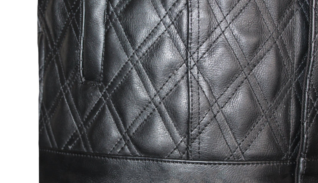 MG443 Mens Padded Black Stitched Leather Concealed Carry Motorcycle Vest image 6