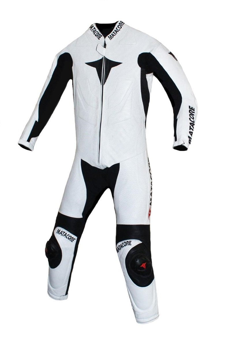 Matagear MG310 Motorcycle One Piece White Riding Leather Airtex Suit CE Approved Protection image 1