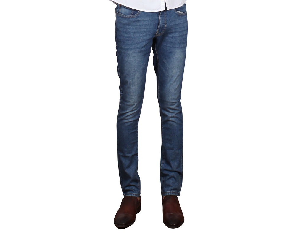 Mens New Vintage Blue Slim Fit Denim Jeans with Five Pockets image 2