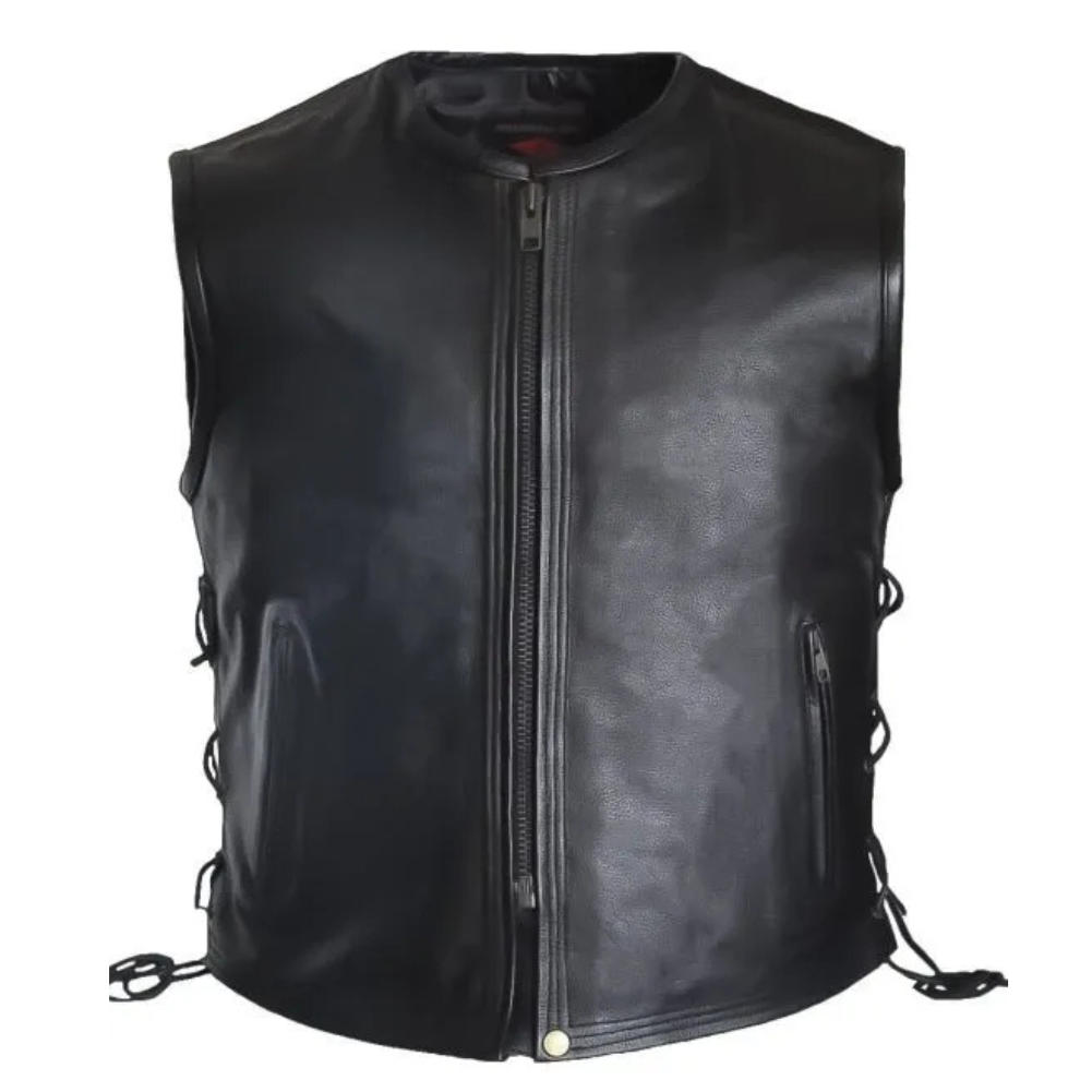 MG461 Motorcycle Men Leather Vest image 0