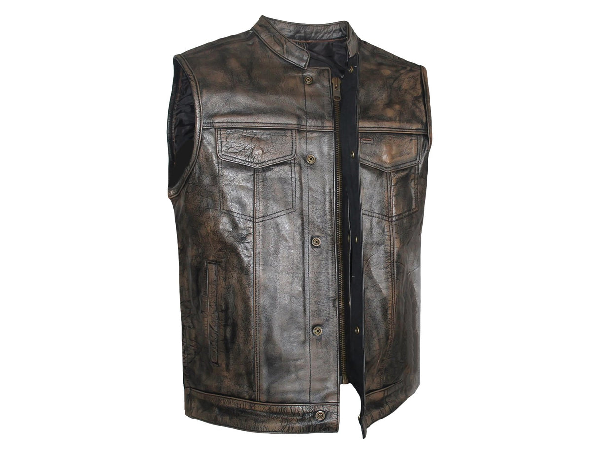 MG441 Brown Motorcycle Vest image 1