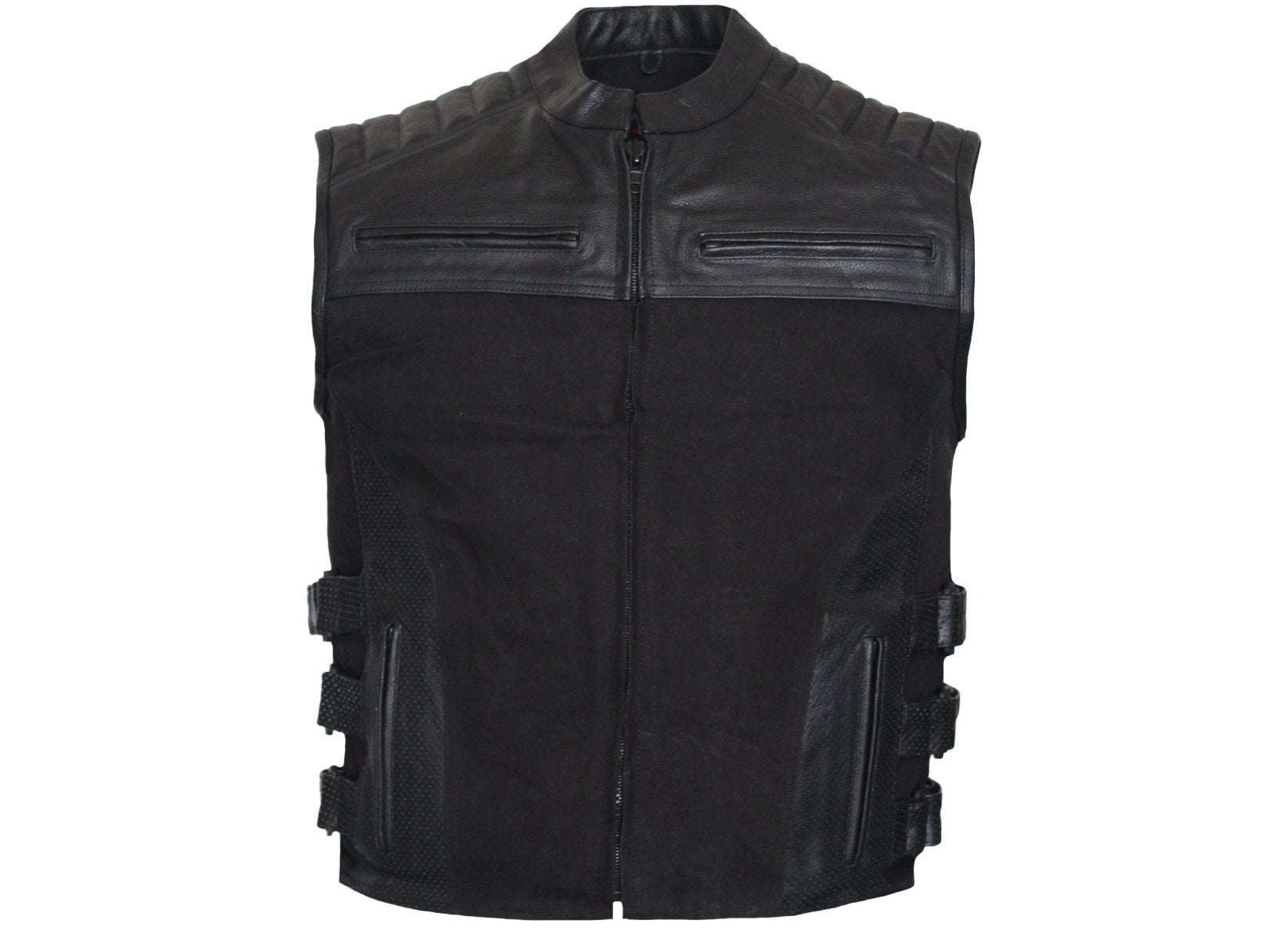 MG423 Mens Leather And Denim Vest image 4
