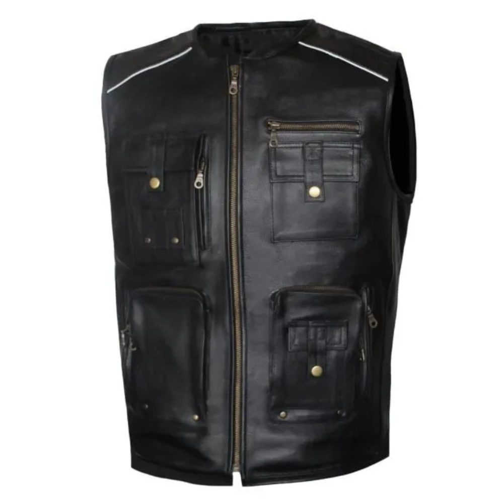 MG435 Motorcycle Leather Vest image 0