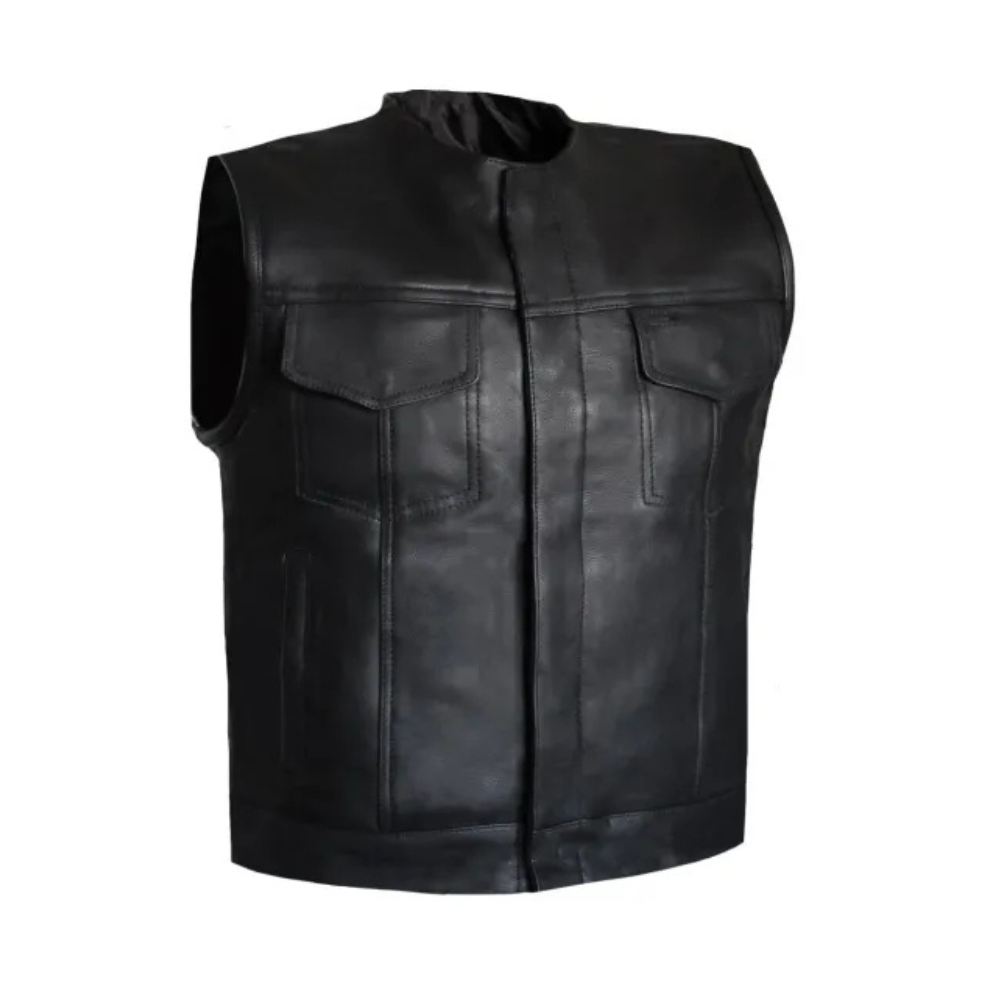 MG422 Low Style Cut Motorcycle Club Leather Vest image 0