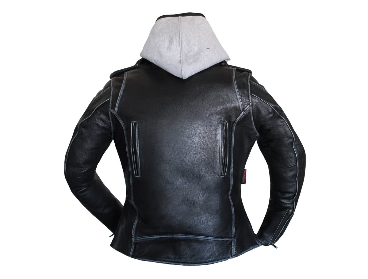 MG505 Women Hoodie Leather Jacket image 1
