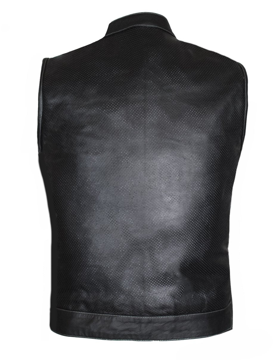 MG440 Motorcycle Perforated Paisley Leather Vest image 3
