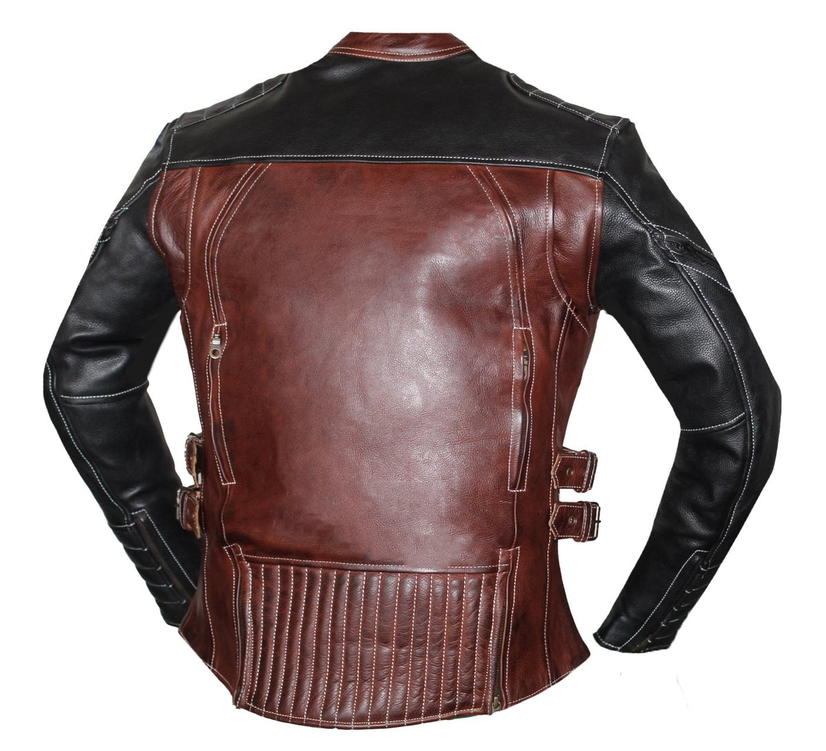 MG509 Motorcycle Women Brown Leather Jacket image 6