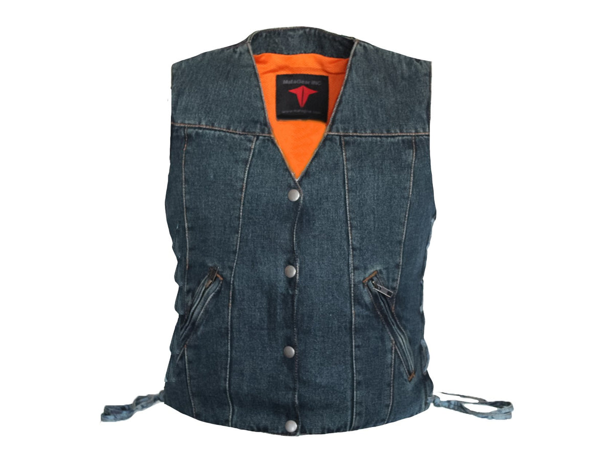 MG479 Motorcycle Ladies Denim Vest image 2