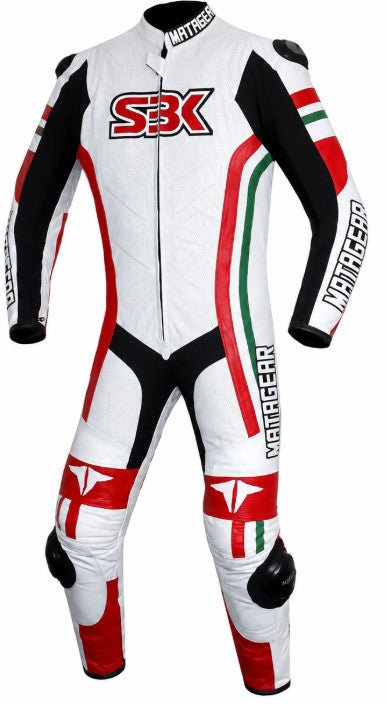 Matagear SBK Motorcycle One Piece Black Riding Leather Suit CE Approved Protection