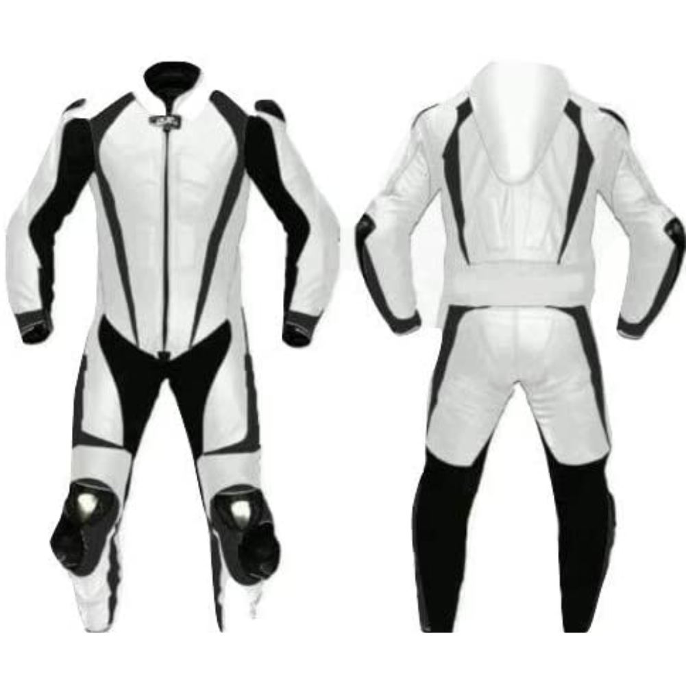 Matagear MG311 Motorcycle Race White/Black Riding Leather Suit CE Approved Protection image 0