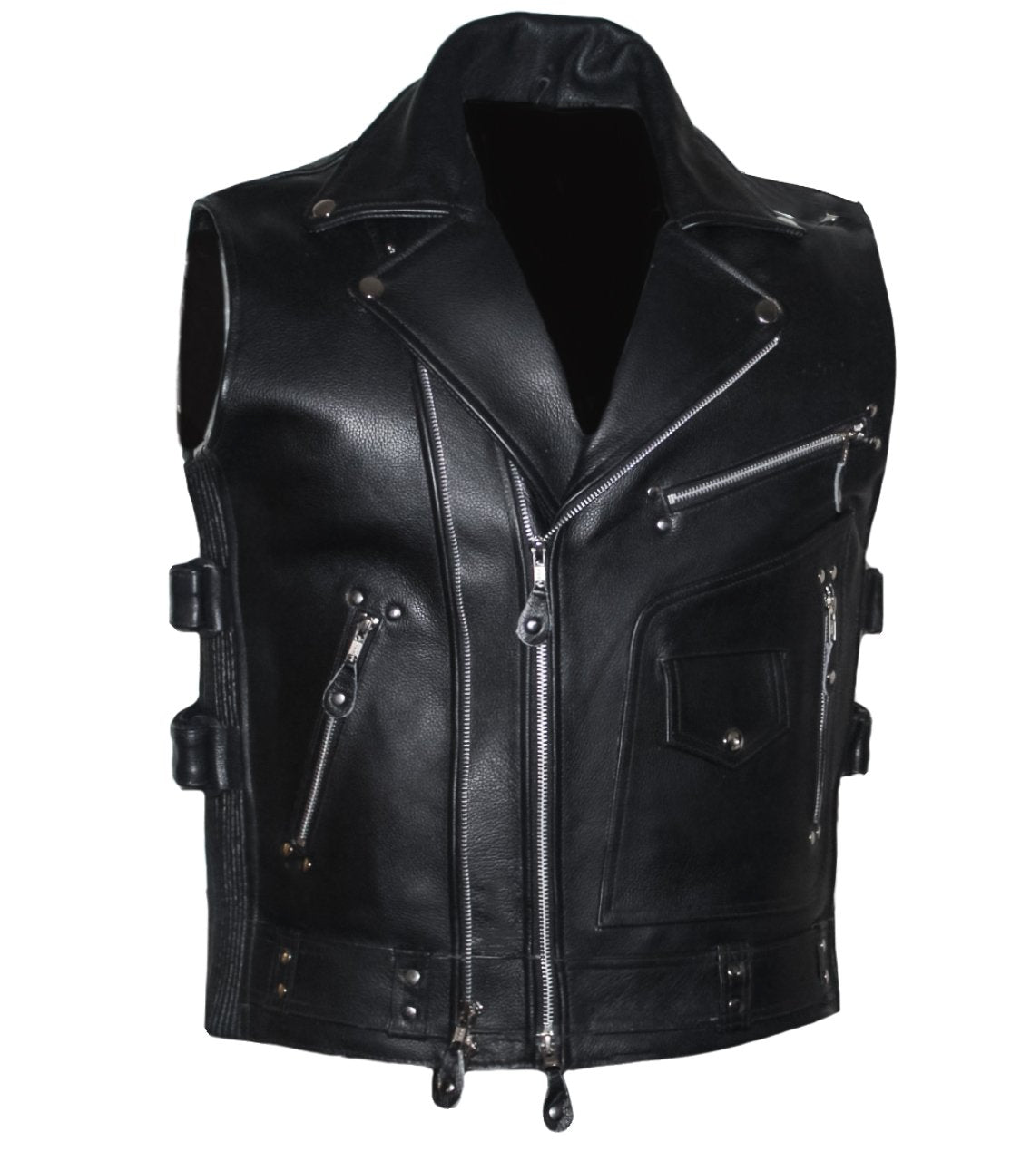 MG431 Mens Zippered Classic Style Motorcycle Vest image 0