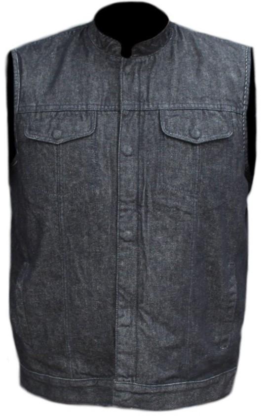 MG412 Motorcycle Black Denim Vest - 5XL image