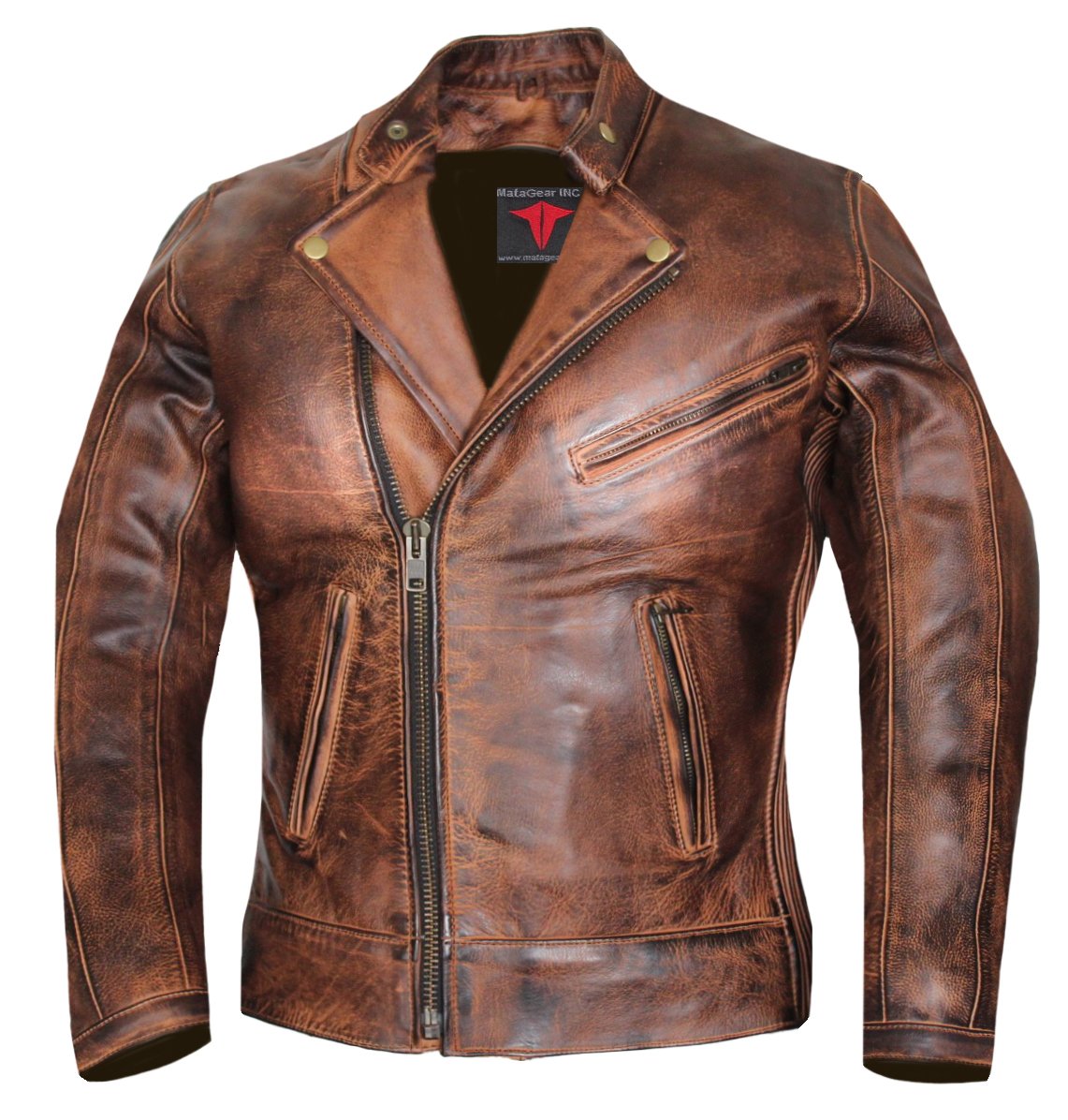 MG508 Motorcycle Women Brown Leather Jacket image 0