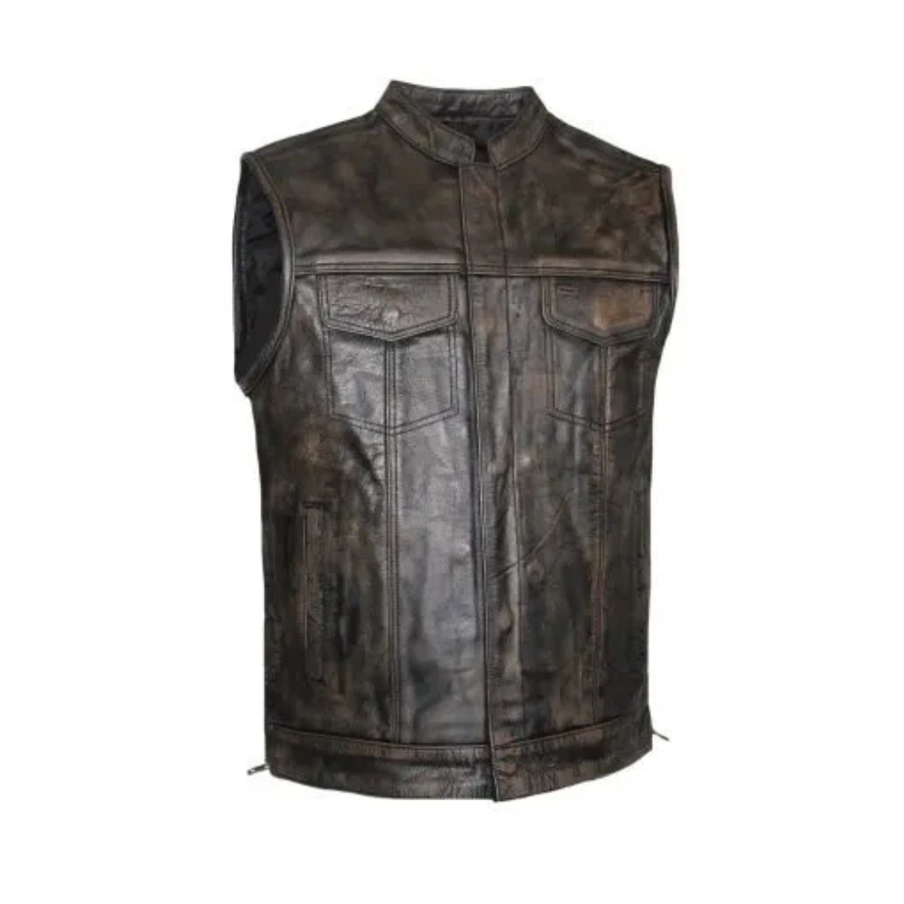 MG441 Brown Motorcycle Vest image 0