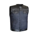 MG434 Motorcycle Leather And Denim Vest image 0