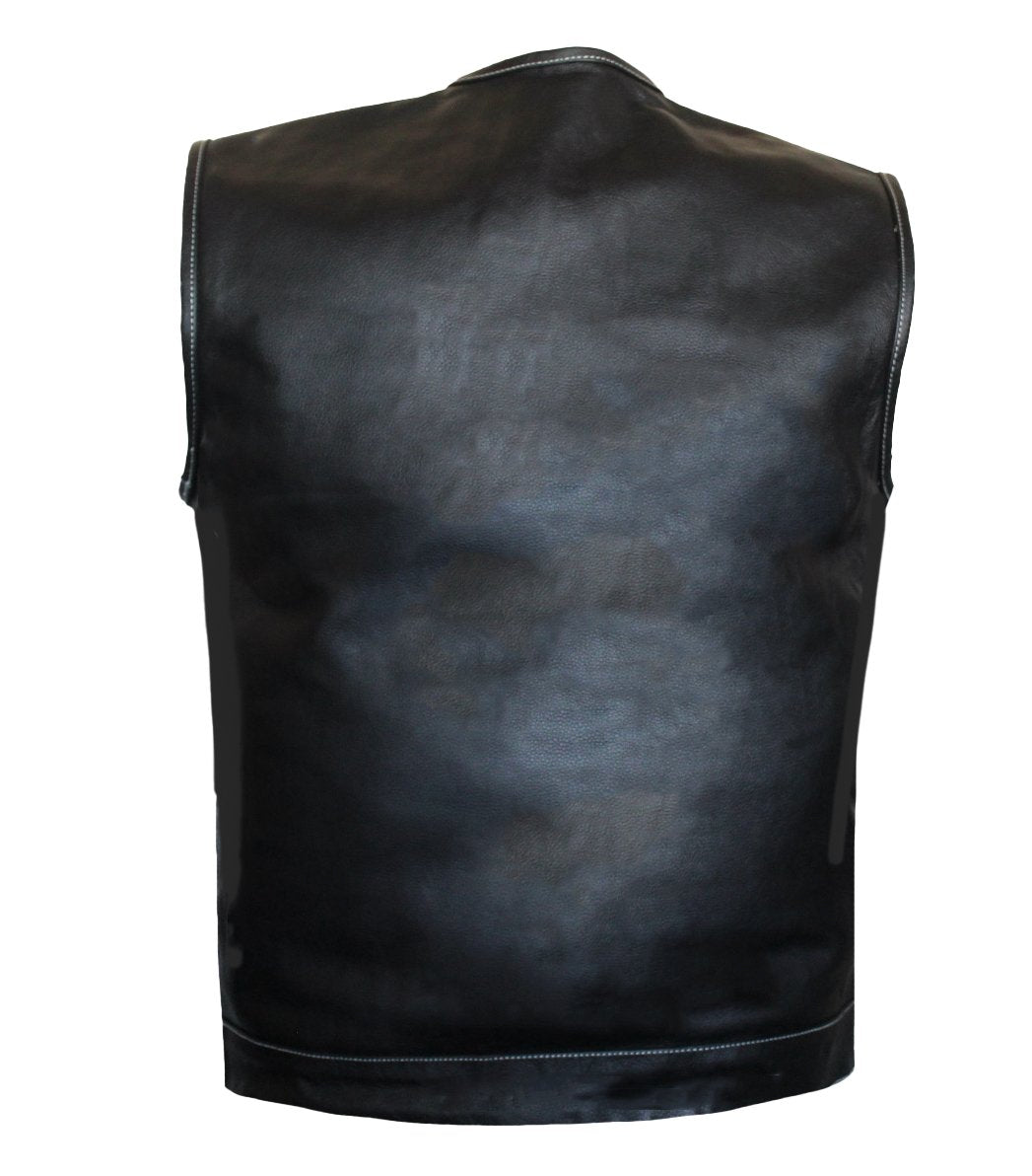MG418 Paisley White Stitch Motorcycle Club Leather Vest image 4