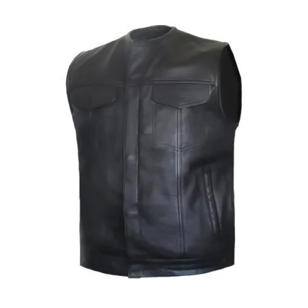 MG428 Low Collared Motorcycle Vest image 0